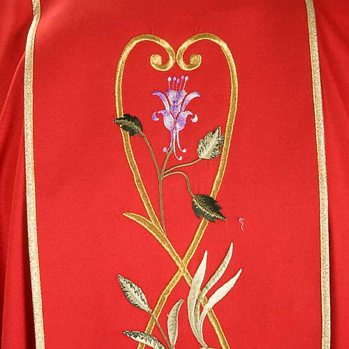 Liturgical chasuble in 100% wool, roses and branches 5