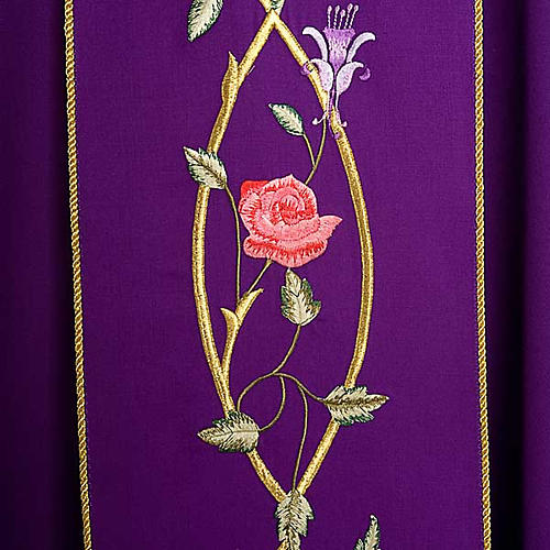 Chasuble liturgique 100% laine, roses et rameaux 4