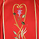 Chasuble liturgique 100% laine, roses et rameaux s5