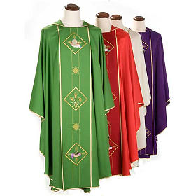 Liturgical chasuble in 100% wool, Eucharistic symbols