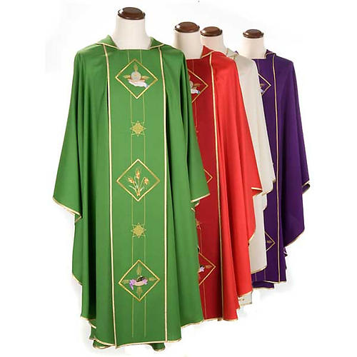 Chasuble liturgique 100% laine, symboles eucharistiques 1