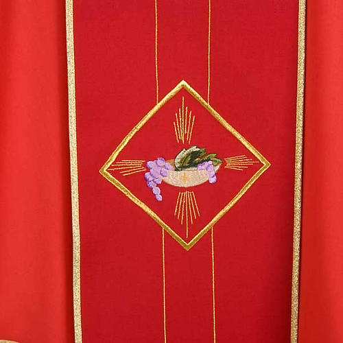 Chasuble liturgique 100% laine, symboles eucharistiques 4