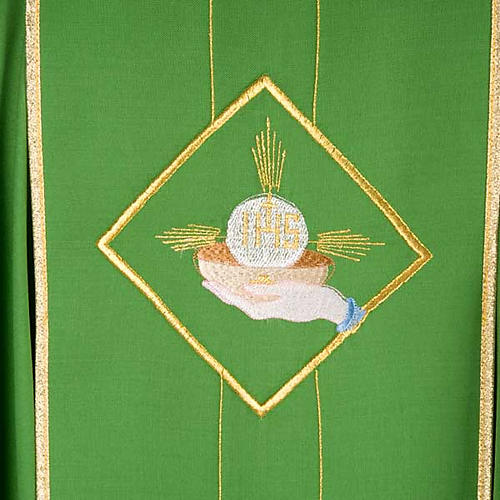Chasuble liturgique 100% laine, symboles eucharistiques 6
