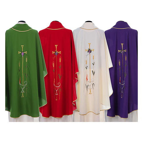 Liturgical chasuble with cross, grapes and lamp 2