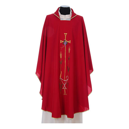 Liturgical chasuble with cross, grapes and lamp 4