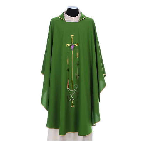 Liturgical Chasuble with gothic cross, grapes and lamp 3