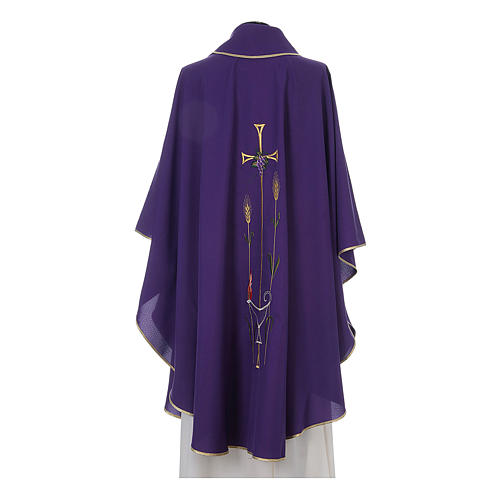 Liturgical Chasuble with gothic cross, grapes and lamp 10