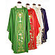 Liturgical chasuble in wool with chalice, flowers and cross s1