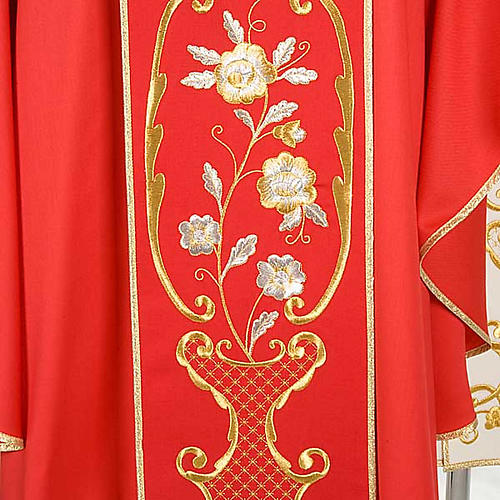 Clerical chasuble in wool with chalice, flowers and cross 5