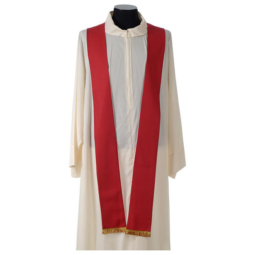 Red Chasuble in Wool with Embroidered Holy Spirit and Roses 6