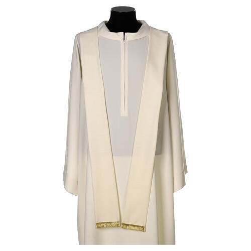 Marian chasuble in wool with roses and cowl 9