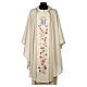 Marian chasuble in wool with roses and cowl s1