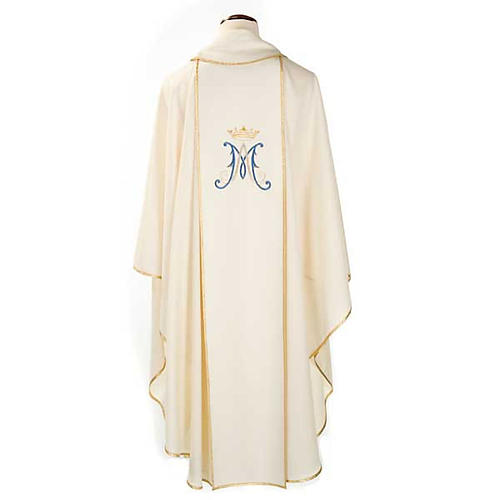 Chasuble Mariale Vierge Marie et symbole 100% laine peinte 2