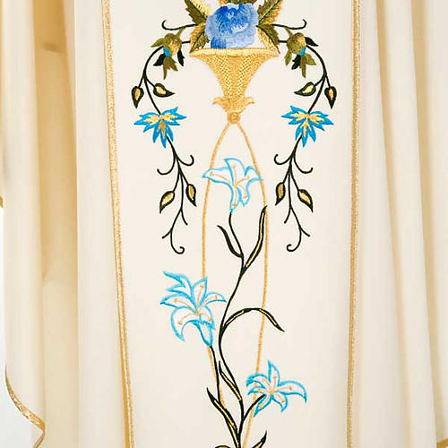 Chasuble Mariale Vierge Marie et symbole 100% laine peinte 6