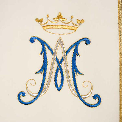 Casula mariana Virgem e símbolo 100% lã pintada à mão 3