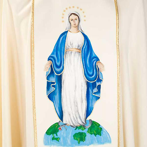Casula mariana Virgem e símbolo 100% lã pintada à mão 7