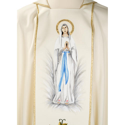 Casula mariana Virgem Maria 100% lã pintada à mão 7