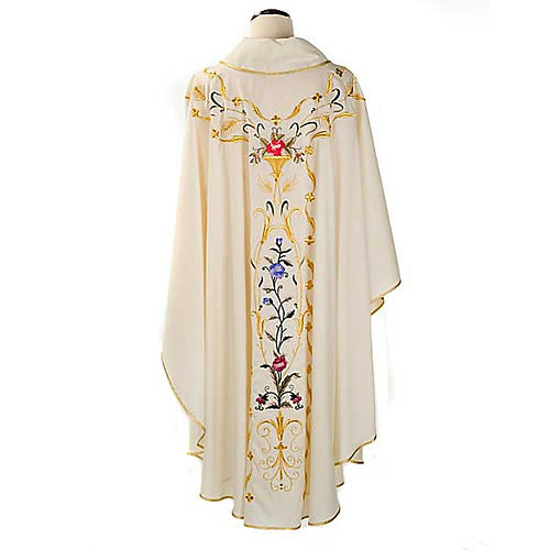 Liturgical vestment in wool with floral embroideries 2