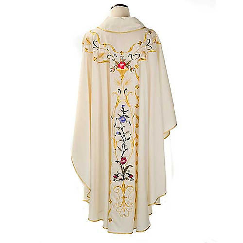 Chasuble liturgique fleurs et décors 100% laine 2