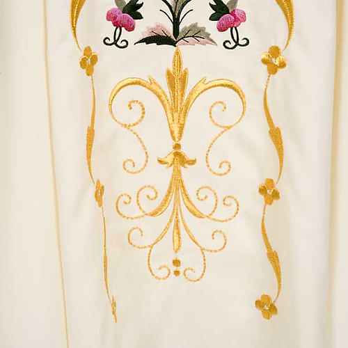 Casula sacerdotale fiori decorazioni 100% lana 5