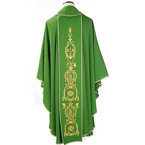 Chasuble in wool with gold flowers and ears of wheat 2