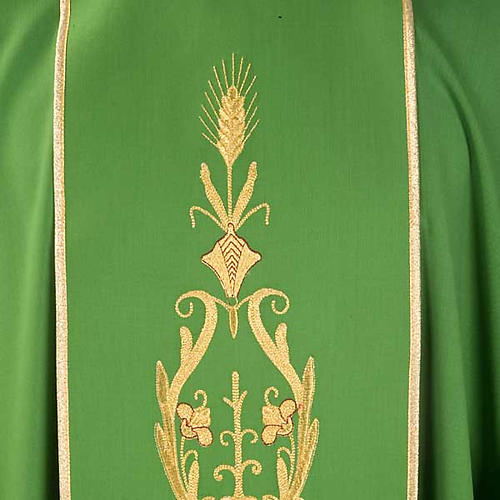 Chasuble in wool with gold flowers and ears of wheat 3