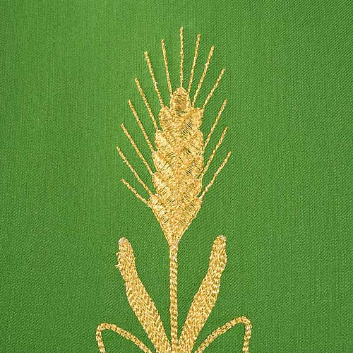 Chasuble in wool with gold flowers and ears of wheat 6