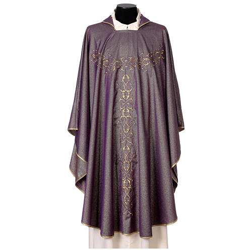 Chasuble liturgique lurex broderies dorées 1