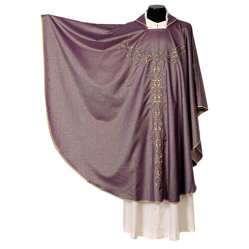 Liturgical Chasuble in lurex with stylized gold motifs 5