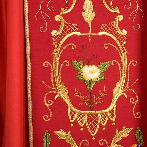 Chasuble liturgique décorations dorés fleurs colorés laine 6
