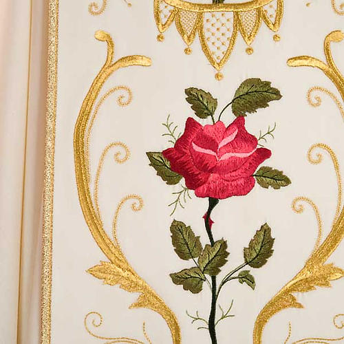 Casula sacerdotale decori oro fiori colorati, pura lana 7