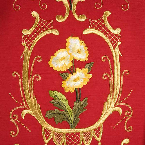 Paramento sacerdote decoro ouro flores coloridas lã pura 5