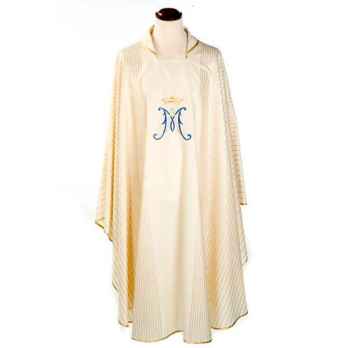 Marian chasuble in wool with metallic motifs 1