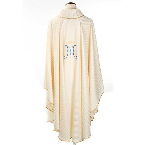 Marian chasuble in wool with metallic motifs 2
