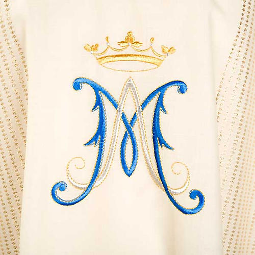 Marian chasuble in wool with metallic motifs 3