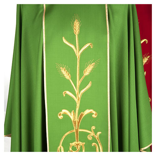 Liturgical vestment in wool with gold ears of wheat 2