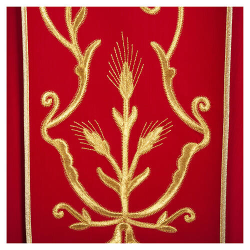 Liturgical vestment in wool with gold ears of wheat 3