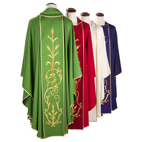 Liturgical vestment in wool with gold ears of wheat 6