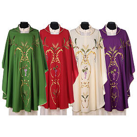 Liturgical vestment with gold ears of wheat, grapes and leaves