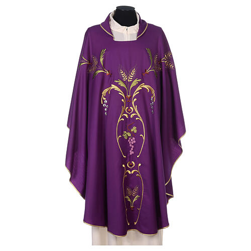 Liturgical vestment with gold ears of wheat, grapes and leaves 9