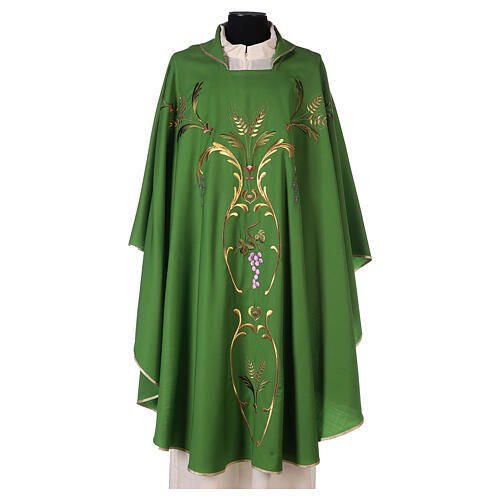 Liturgical Chasuble with gold ears of wheat, grapes and leaves 3