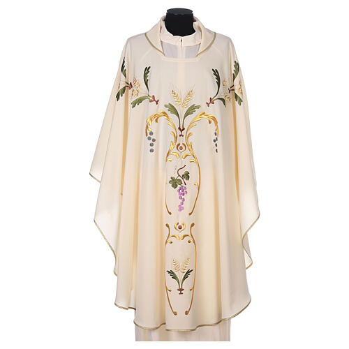 Liturgical Chasuble with gold ears of wheat, grapes and leaves 7