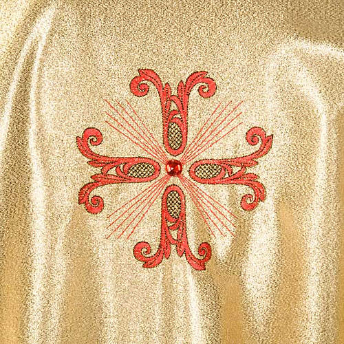 Liturgical vestment, gold with red and green crosses 4