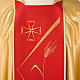 Chasuble liturgique dorée bande rouges s3