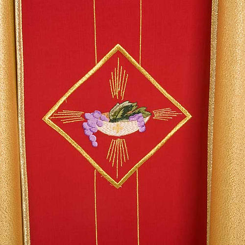 Gold Liturgical Chasuble with host, ears of wheat and grapes 5