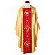 Gold Liturgical Chasuble with host, ears of wheat and grapes s1