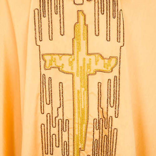 Casulla shantung dorada cruz estilizada 3