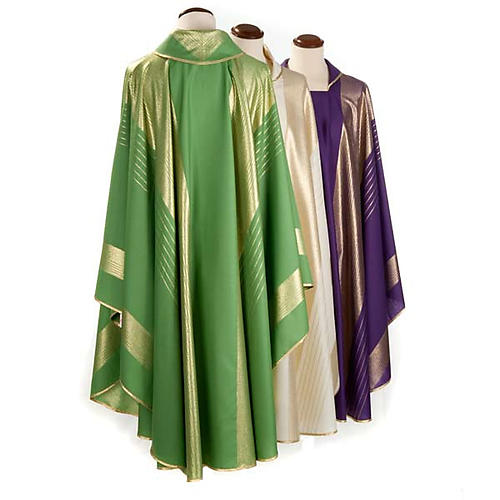 Liturgical vestment in wool with gold stripes 2