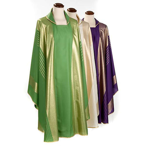 Liturgical Chasuble in wool with gold stripes 1