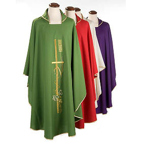 Liturgical vestment with gold ear of wheat, various colors